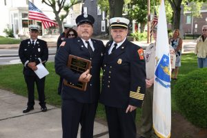 Chief Levy presents Firefighter Paul Chuilli with the first annual Chief "Brother" Levy Firefighter of the Year Award